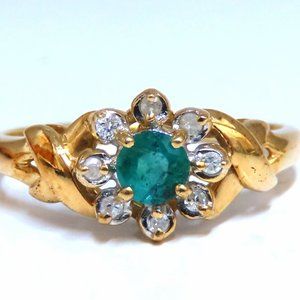 Emerald Diamonds Cluster Ring 10kt .30ct